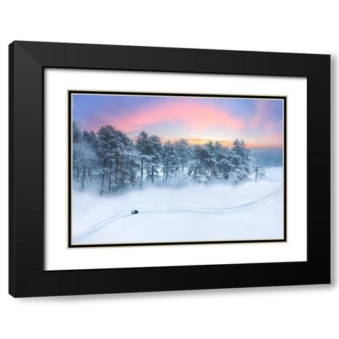 Winter Morning Glow Black Modern Wood Framed Art Print with Double Matting by Lu, Ling