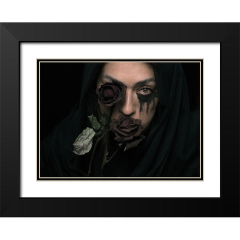 Silence Black Modern Wood Framed Art Print with Double Matting by Nour Mohahammadi, Roya