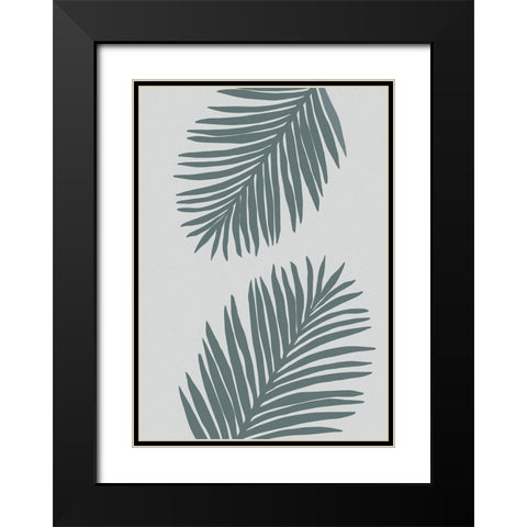 Palm Leaf Color Matched 02 Black Modern Wood Framed Art Print with Double Matting by 1x Studio