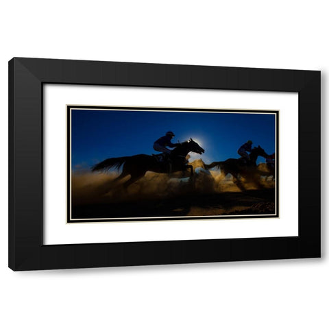 Horse Racing Through The Dust Black Modern Wood Framed Art Print with Double Matting by Lee Chapman, Sharon