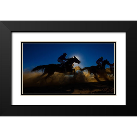 Horse Racing Through The Dust Black Modern Wood Framed Art Print with Double Matting by Lee Chapman, Sharon