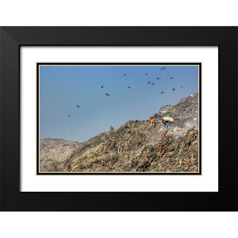 Child Hard Work Black Modern Wood Framed Art Print with Double Matting by Amdad Hossain, Muhammad