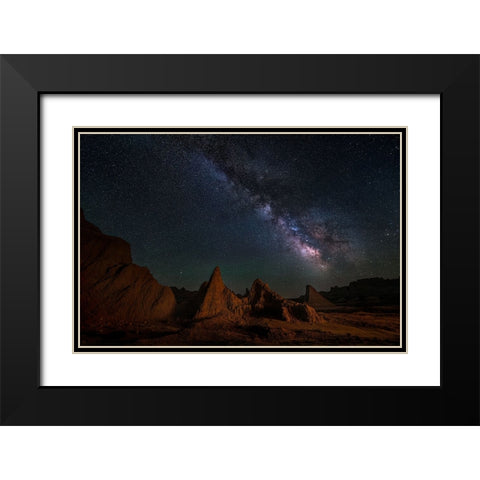 Night Sky Of Badlands Black Modern Wood Framed Art Print with Double Matting by P., Ruiqing