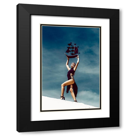 IM Standing In The Desert-Waiting For My Ship To Come In Black Modern Wood Framed Art Print with Double Matting by Bolgov (Axe), Ruslan