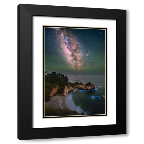 Milky Mcway Falls Black Modern Wood Framed Art Print with Double Matting by Li, Sophia