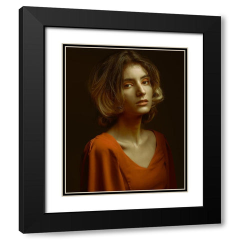 Sadaf Black Modern Wood Framed Art Print with Double Matting by Shiki, Shizuo