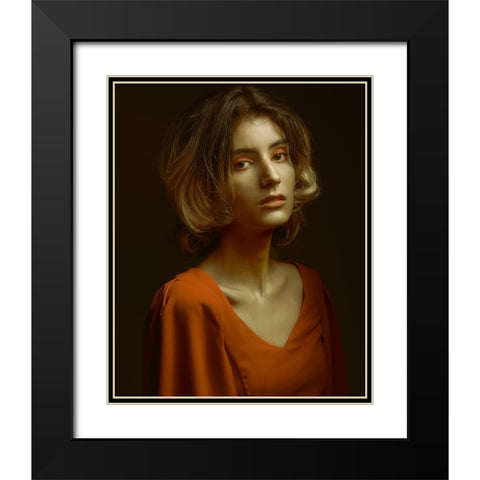 Sadaf Black Modern Wood Framed Art Print with Double Matting by Shiki, Shizuo