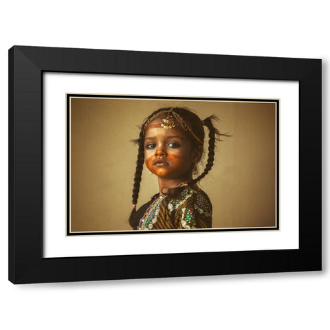 Look At A Girl Black Modern Wood Framed Art Print with Double Matting by Al Maashari, Ziyad
