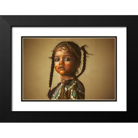 Look At A Girl Black Modern Wood Framed Art Print with Double Matting by Al Maashari, Ziyad