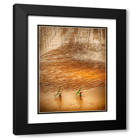Catching Small Shrimp Black Modern Wood Framed Art Print with Double Matting by Muliani Hartojo, Angela
