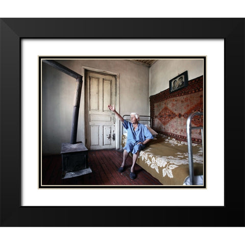 Old Woman From Artsakh - 36 Black Modern Wood Framed Art Print with Double Matting by Garik