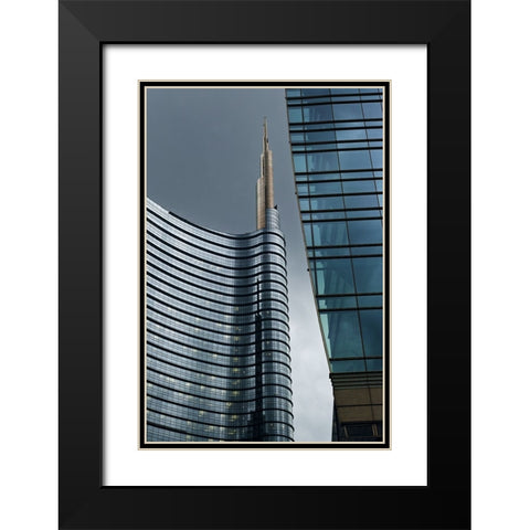 Unicredit Tower Milan Black Modern Wood Framed Art Print with Double Matting by Manzoni, Michel