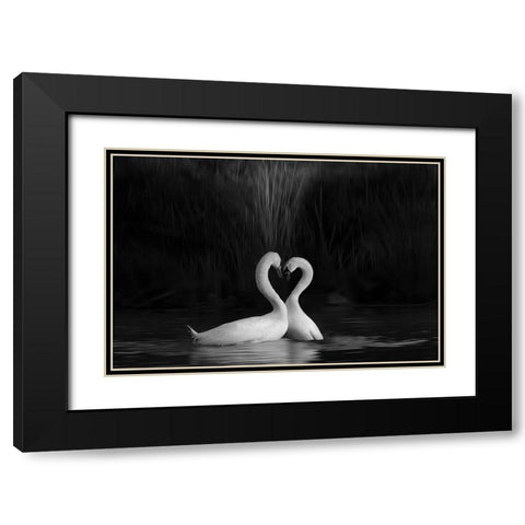 Sign Of Love Black Modern Wood Framed Art Print with Double Matting by Donnahom
