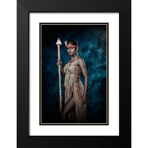 Tribal Beauty Black Modern Wood Framed Art Print with Double Matting by Bhattacharyya, Partha