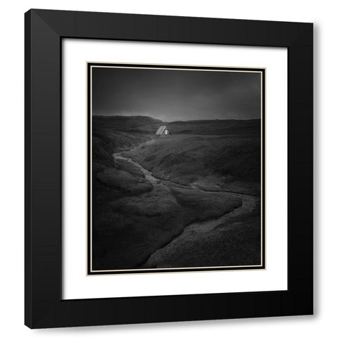 House Solitude Black Modern Wood Framed Art Print with Double Matting by Guo, David
