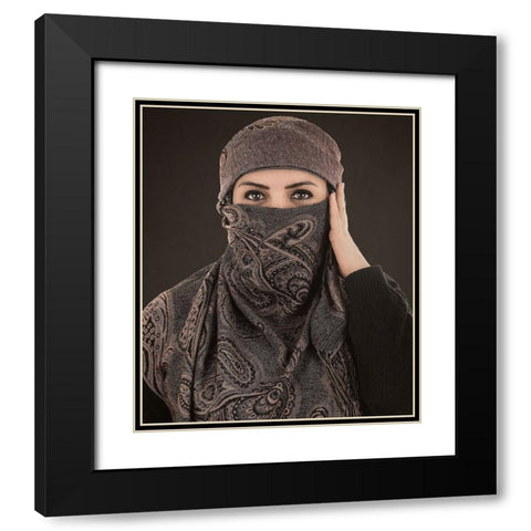 Arabian Eyes Black Modern Wood Framed Art Print with Double Matting by Olwy, Moutaz