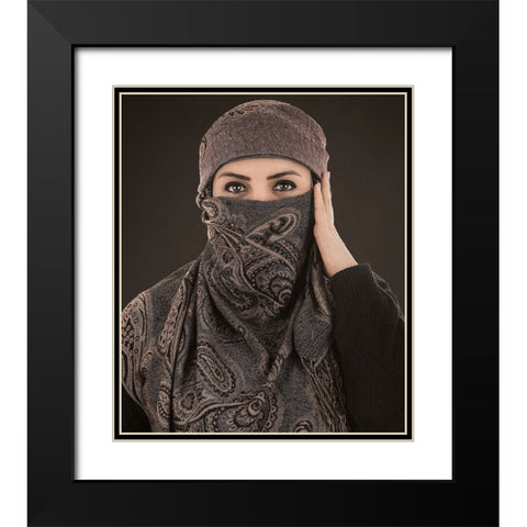 Arabian Eyes Black Modern Wood Framed Art Print with Double Matting by Olwy, Moutaz
