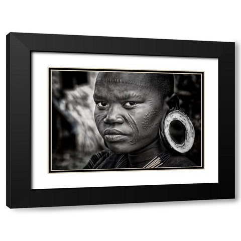Surmi Woman - Ethiopia Black Modern Wood Framed Art Print with Double Matting by Inazio Kuesta, Joxe