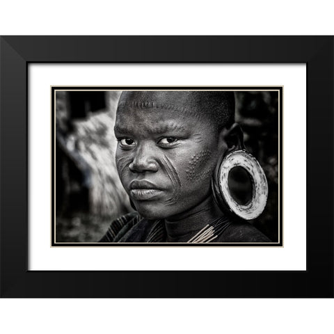 Surmi Woman - Ethiopia Black Modern Wood Framed Art Print with Double Matting by Inazio Kuesta, Joxe