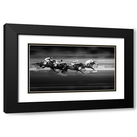 Horse Racing 3 Black Modern Wood Framed Art Print with Double Matting by Zhou, Steven