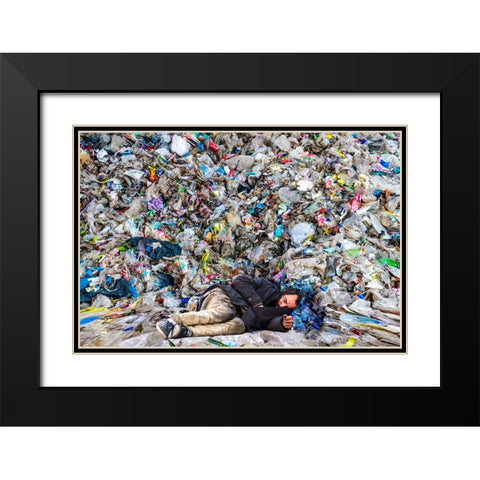 The Sleeping Man Black Modern Wood Framed Art Print with Double Matting by Dan, Ciupureanu
