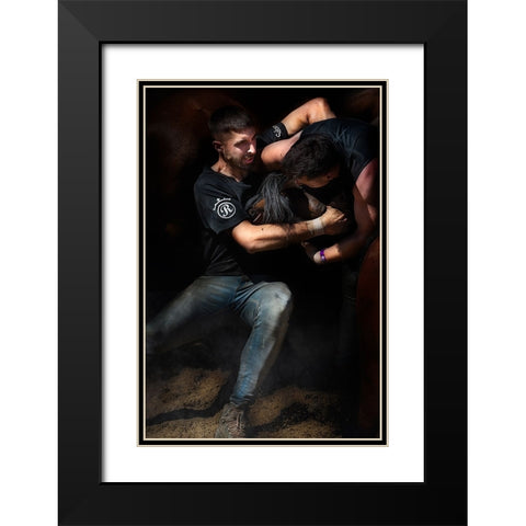Aloitadores III (A Rapa Das Bestas) Black Modern Wood Framed Art Print with Double Matting by Pascual Buye, Santiago