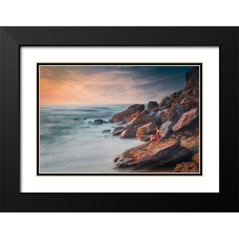 Summer Dream Black Modern Wood Framed Art Print with Double Matting by Kado, Pawel