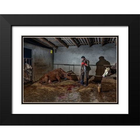 Welcome To The Cruel World Black Modern Wood Framed Art Print with Double Matting by Bahmani, Mitra