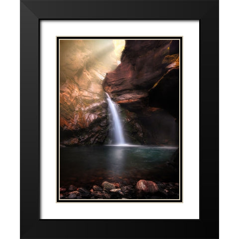 Meanders Black Modern Wood Framed Art Print with Double Matting by Giani, Cristiano