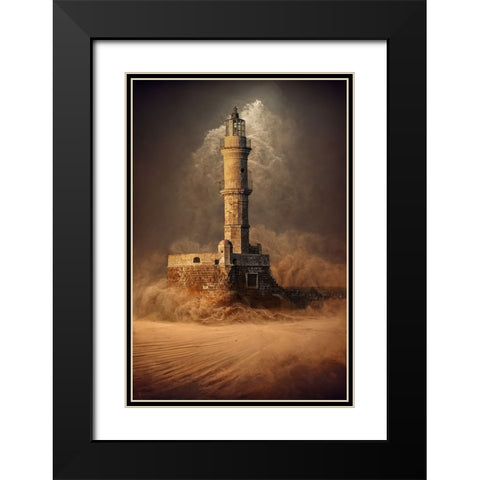 DesertLighthouse Black Modern Wood Framed Art Print with Double Matting by Egger, Marcel