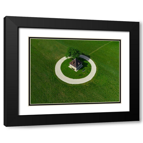 Circle Black Modern Wood Framed Art Print with Double Matting by Kravanja, Jure