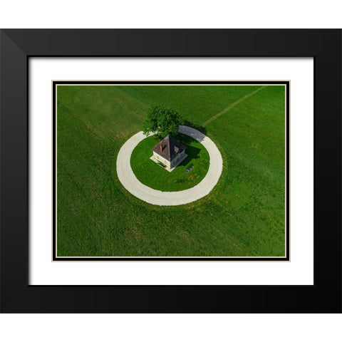 Circle Black Modern Wood Framed Art Print with Double Matting by Kravanja, Jure