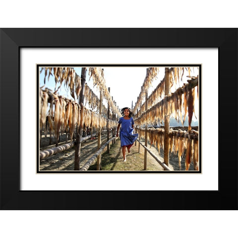 Childhood Black Modern Wood Framed Art Print with Double Matting by Garik