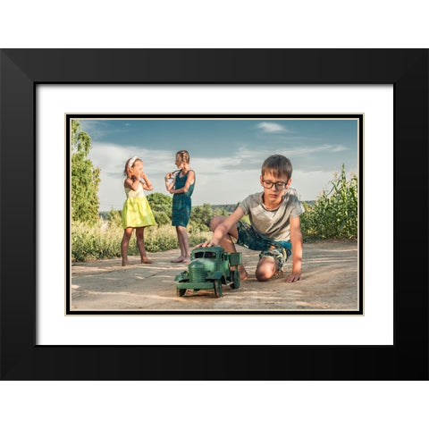 Childhood Black Modern Wood Framed Art Print with Double Matting by Cherkasov, Viktor