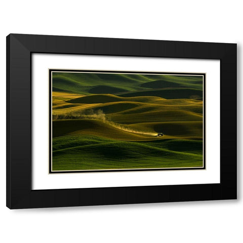 Palouse Wheat Fields Black Modern Wood Framed Art Print with Double Matting by Dickau, Kristel