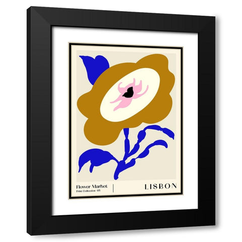 Flower Market. Lisbon Black Modern Wood Framed Art Print with Double Matting by NKTN