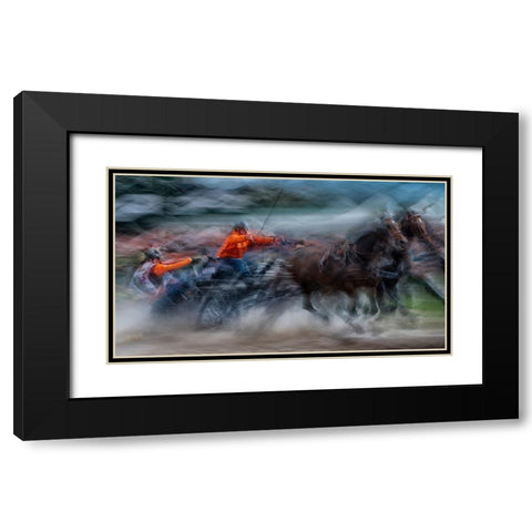 Race 2 Black Modern Wood Framed Art Print with Double Matting by Malovrh, Milan