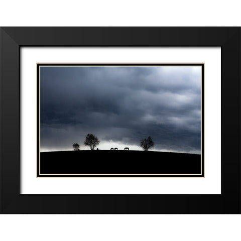 A Family Of Three Black Modern Wood Framed Art Print with Double Matting by Fei, Hsiao-Yang