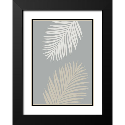 Leaves 002 Black Modern Wood Framed Art Print with Double Matting by Pictufy Studio
