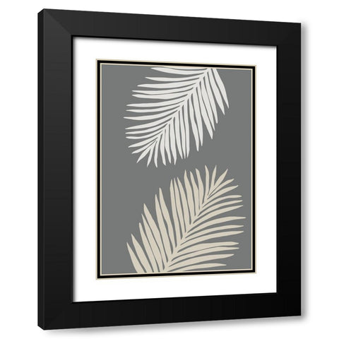 Leaves 001 Black Modern Wood Framed Art Print with Double Matting by Pictufy Studio
