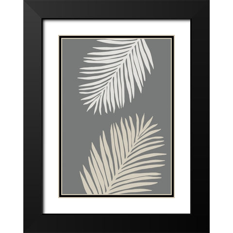 Leaves 001 Black Modern Wood Framed Art Print with Double Matting by Pictufy Studio