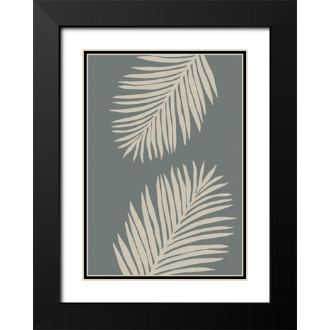 Leaves 004 Black Modern Wood Framed Art Print with Double Matting by Pictufy Studio