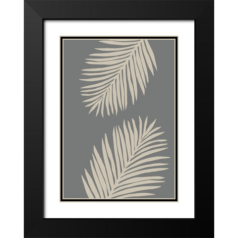 Leaves 005 Black Modern Wood Framed Art Print with Double Matting by Pictufy Studio