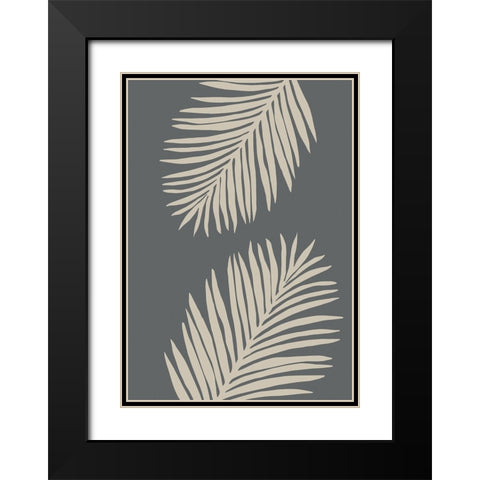 Leaves 006 Black Modern Wood Framed Art Print with Double Matting by Pictufy Studio