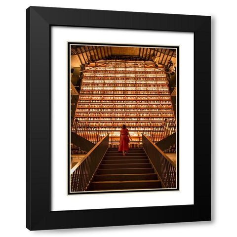 Stairway To Knowledge Black Modern Wood Framed Art Print with Double Matting by Yoshitaka, Oyama