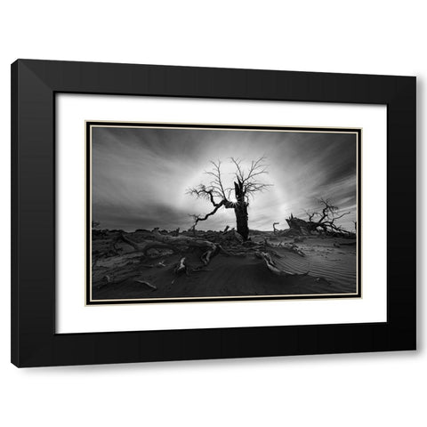 Solar Halo Black Modern Wood Framed Art Print with Double Matting by Liao, Yuhan
