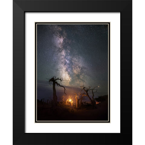 Under The Milkyway Black Modern Wood Framed Art Print with Double Matting by Liao, Yuhan