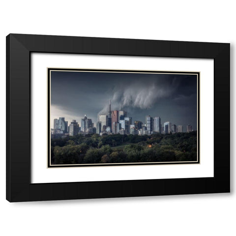 Ominous Black Modern Wood Framed Art Print with Double Matting by Hill, David