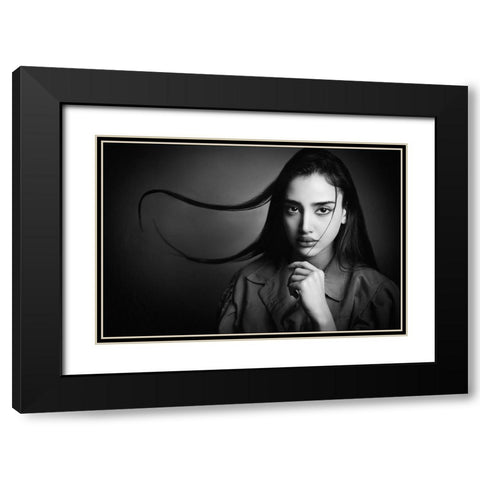 Hair Dance Black Modern Wood Framed Art Print with Double Matting by Heydari, Amir