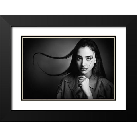 Hair Dance Black Modern Wood Framed Art Print with Double Matting by Heydari, Amir